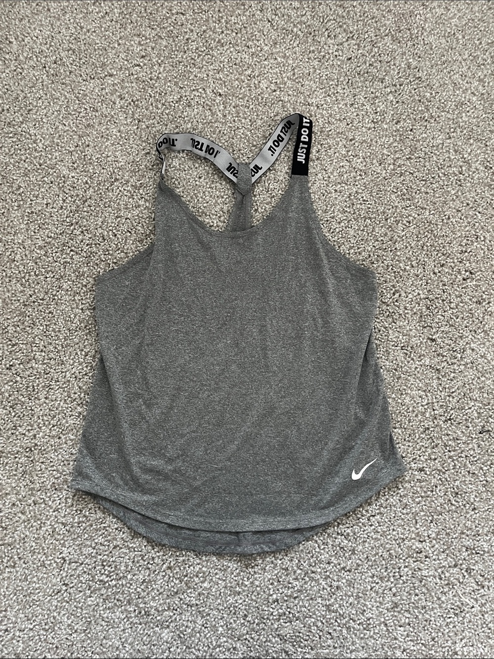 Nike Gray Elastika Cross Over Logo Strap Tank Size Small